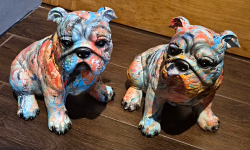 Pair multicolour painted - of,