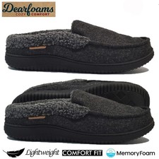 MENS MEMORY FOAM SLIP ON SLIPPERS INDOOR FUR WARM COZY WINTER MOCCASIN MULE SIZE