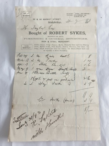 Vintage letterhead stalybridge - vintage,