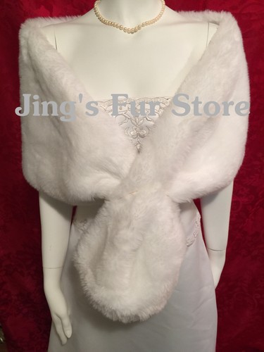 Ivory faux mink fur - ivory, wrap