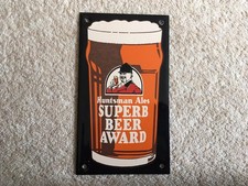 C1970s-80s VINTAGE HUNTSMAN ALES SUPERB BEER AWARD SMALL ENAMEL SIGN