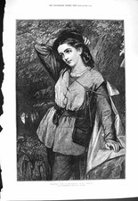 Old Antique Print 1877 Portrait Rosalind As You Like It Theatre Herrick 19th