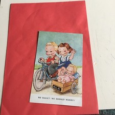 Old Comic Postcard By Dinah 1949 ( Children On Tandem )