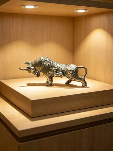 Lucky brass bull statue - bull,