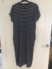 Women’s George Jersey blue Striped Maxi Dress With Pockets Size L