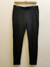M&S Black Animal Print Treggings  Trousers Stretch Leopard Print 14