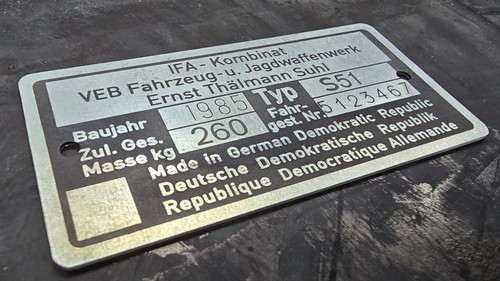 Simson ifa veb nameplate s51 - simson,