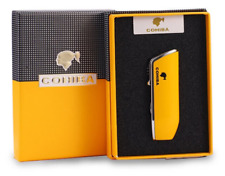 New Yellow Windproof Butane Lighter Triple Jet Flame Gas Torch Cigar with Punch