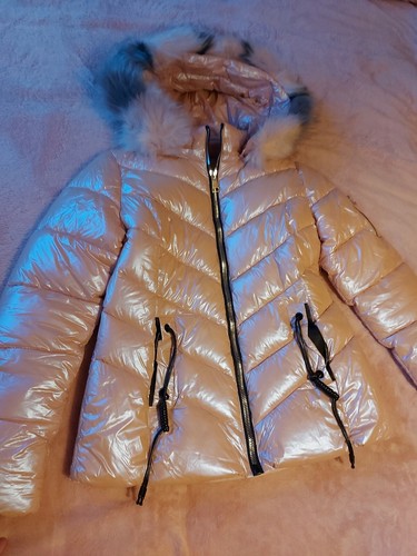 Shiny light pink ladies puffa - shiny,