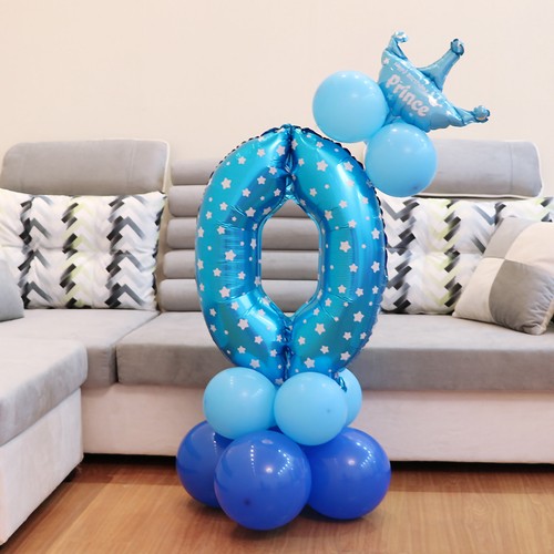 32in blue number foil - blue,