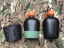 Pair of Military Kidney Type Water Bottles + Dutch Army Stainless Steel Mug