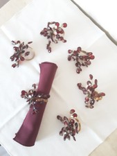 napkin Rings Set Of 6 Burgandy Coloured Petals for christmas dining 
