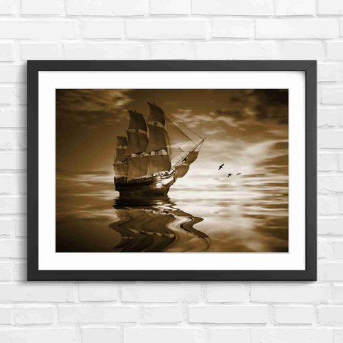 Vintage sailing ship sunset - vintage,