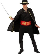 Mens Zorro Costume + Hat M L