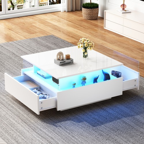 Led square coffee table - led,