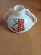 Collectable SHELLEY  CRESTED CHINA-SHOREHAM-ANCIENT WATER BOTTLE. Height 4.5cm