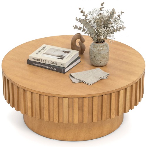 Round coffee table - coffee, w/