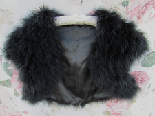 Marks & Spencer BLACK FEATHER Fur Effect Jacket Shrug Bolero One Size 10/12  £49