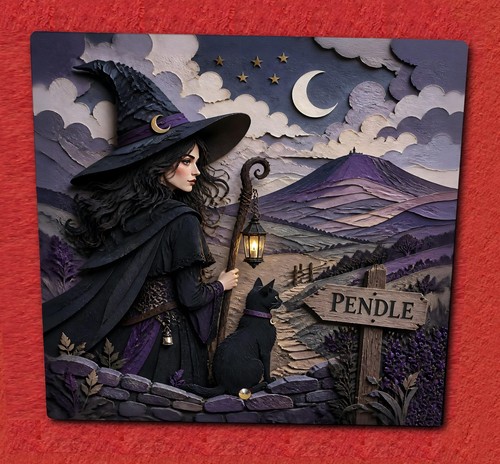 Pendle witch with - with, cat