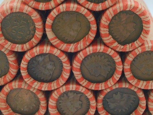 Unsearched wheat penny roll - penny, w/