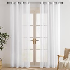 Curtain white transparent with eyelets 200 cm high voile curtains living room modern...