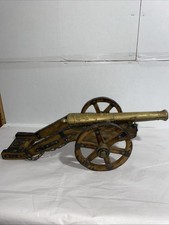 VTG Decorative Cast IRON & BRASS  And Wood Canon Espanol Artillery Camp 17th Cen