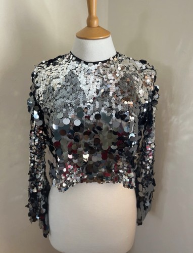 Zara crop sequin flare sleeve - sequin,