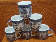 6x Churchill Blue Willow Dream Mugs Classic Blue White Ceramic Tea Coffee