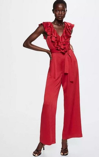Mango ophelia jumpsuit red - mango,