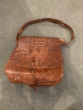 Vintage Genuine Crocodile Skin Handbag Brown