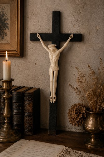 Antique bone corpus - bone, crucifix