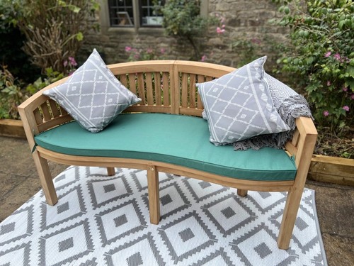 Teak curved bench - teak,
