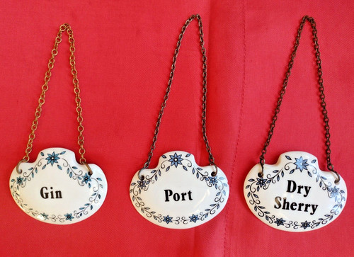 Vintage decanter label gin - 3x,