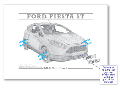 Ford fiesta mk6 - ford, hand-drawn