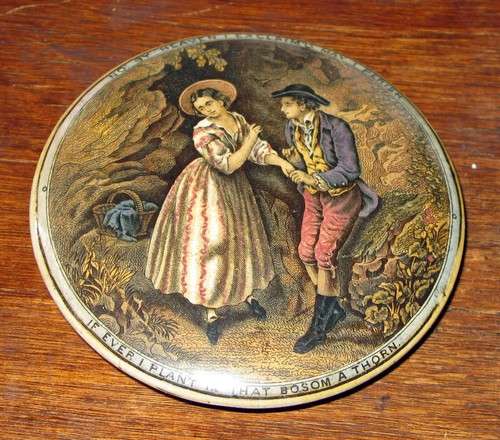 Antique prattware pot lid - antique,