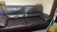 3 seater brown leather sofa used