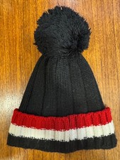 Kids Black Bobble Hat with Red