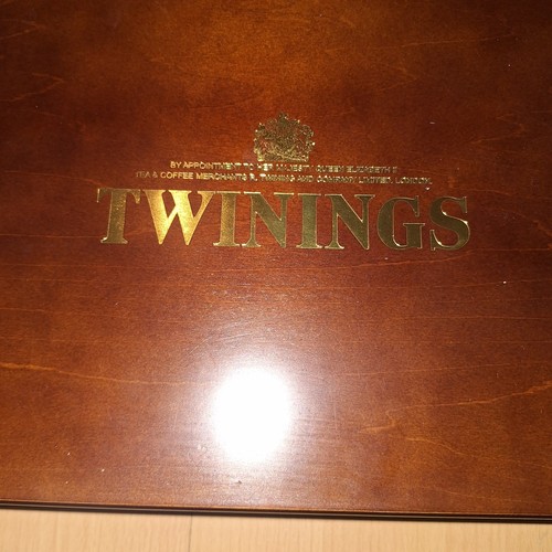 Empty used twinings wooden tea - empty,