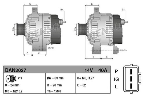 Denso alternator dan2027 - denso,