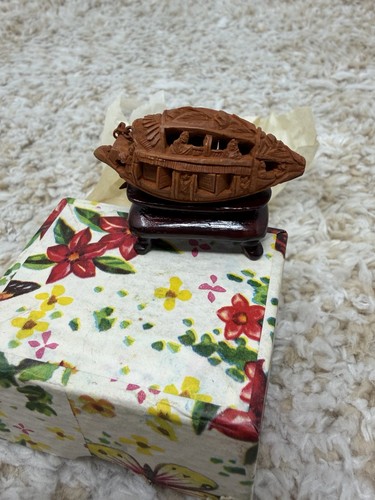 Antique carved olive pit nut - olive,