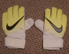 Nike GK JR match yellow & white goalkeeper gloves, used with a few marks
