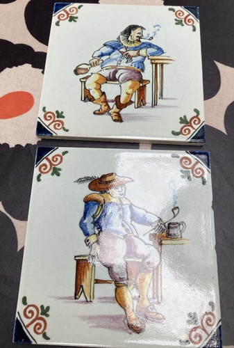 Delft tiles pipe smokers - tiles,