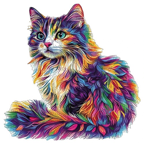 Colored cat wooden - cat,