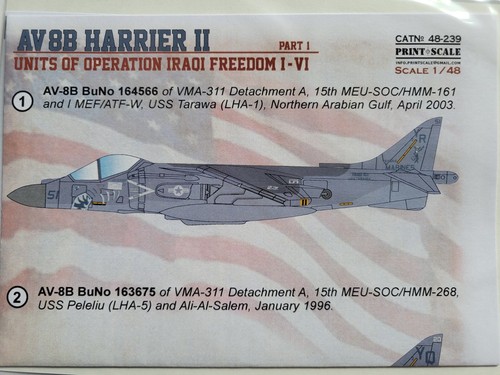 Print scale av8b harrier - 1:48,