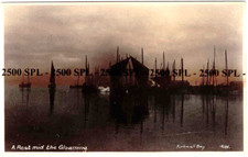 Orkney Postcard Scotland Night Scene with Sail Boats at Kirkwall Bay c.1912