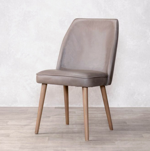 Grey leather dining chair - chair, side