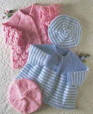 Baby Cardigan Beret 14-20" 4ply & DK Knitting Pattern Premature sizes 292