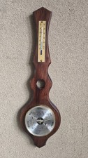 Vtg Light Oak Wall Weather Station Barometer.VGC. Thermometer