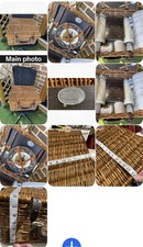 VINTAGE BREXTON PICNIC BASKET FOR 2 HAND MADE IN ENGLAND ROYAL WORCESTER CHINA