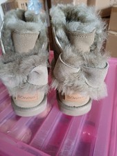 Bonova Beige Suede Fully Lined Ankle Boots With Bows At The Back.